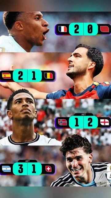 ¡Las Semifinales ya están definidas! 🏆🔥 Se nos vienen dos partidazos de infarto en la Copa del Mundo.

Así quedaron los cruces para buscar el pase a la gran final:
💥 🇫🇷 Francia 🆚 España 🇪🇸
💥 🏴󠁧󠁢󠁥󠁮󠁧󠁿 Inglaterra 🆚 Argentina 🇦🇷

Para llegar hasta aquí, los semifinalistas superaron unos Cuartos de Final llenos de emoción:

⚽Francia  doblegó con autoridad a Marruecos (2-0).
⚽España  sufrió pero venció a Bélgica (2-1).
⚽nglaterra superó un duro duelo ante Noruega (2-1).
Argentina brilló y derrotó a Suiza (3-1).

Sigue todos los detalles en @fifa y @fifaworldcup 

¿Quiénes son tus favoritos para llegar a la final? 👇⚽

#Semifinales #CopaDelMundo #FranciaVsEspaña #InglaterraVsArgentina #Futbol
