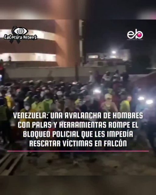 La desesperación por salvar vidas desbordó el control policial en Tucacas, estado Falcón, Venezuela. Una multitud de ciudadanos provistos de palas, mandarrias y cascos rebasó a la fuerza el cordón de seguridad que les impedía el acceso al área del siniestro.

Según informó el periodista Jhonattam Petit, la comunidad civil tomó la iniciativa para sumarse de inmediato a las labores de búsqueda y rescate. 

#Venezuela #Falcón #Tucacas #Rescatistas #solidaridad