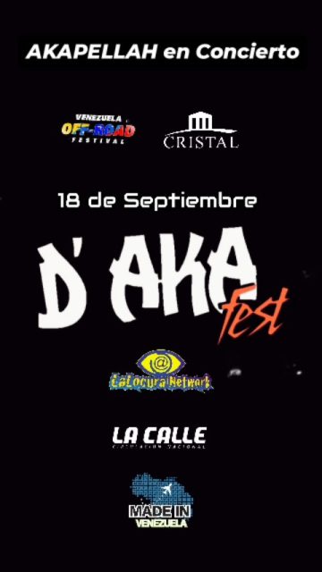 "El Gordo Funky" llega a Valencia 🎤🔥

Prepárate para vivir la primera edición del "D' Aka Fest" este próximo 18 de septiembre en la terraza del Centro Comercial Cristal @centrocomercialcristal 🏢

✨ Un evento sin precedentes que marca el inicio de la gira nacional de Akapellah @akapellahh 🇻🇪

Con la participación de 32 artistas regionales de la cultura urbana, gracias a la alianza de Venezuela Off Road, Domingos de Rap @domingosderapp y el CC Cristal 🎶 Y para cerrar la noche por todo lo alto, el gran After Party estará a cargo del equipo de "NOVENTAZOS" @noventazos para hacernos bailar y revivir los mejores clásicos 🪩💃

¿Quieres conocer los precios de las entradas, los detalles del "Meet and Greet" exclusivo y toda la logística del evento? 🎟️👇

Lee la reseña completa y no te pierdas ningún detalle ingresando a nuestro portal:

📲 "WWW.LALOCURA.COM"
"WWW.LACALLE.COM.VE"

📝 Reseña: @lalocuracom @madeinvenezuelaag
@noticiaslacalle
📸 📽️: @kdielingen
📣 Convocatoria: @danibelouche
📌 Organiza @offroadfestivaloficial